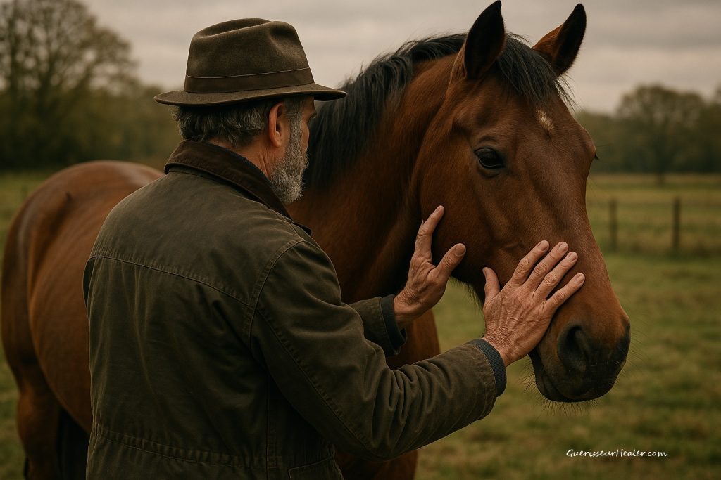 Soutien énergétique pour un cheval en détresse, dans le respect du lien profond qui l’unit à l’humain.